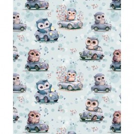 Džersio trikotažas su skaitmenine spauda Driving Owl Blue